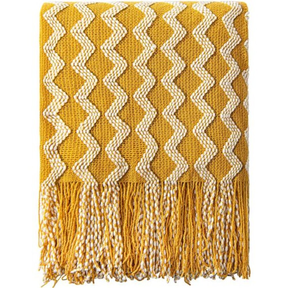 Acrylic Knitted Throw Blanket Lightweight and Soft Cozy Decorative Woven Blanket